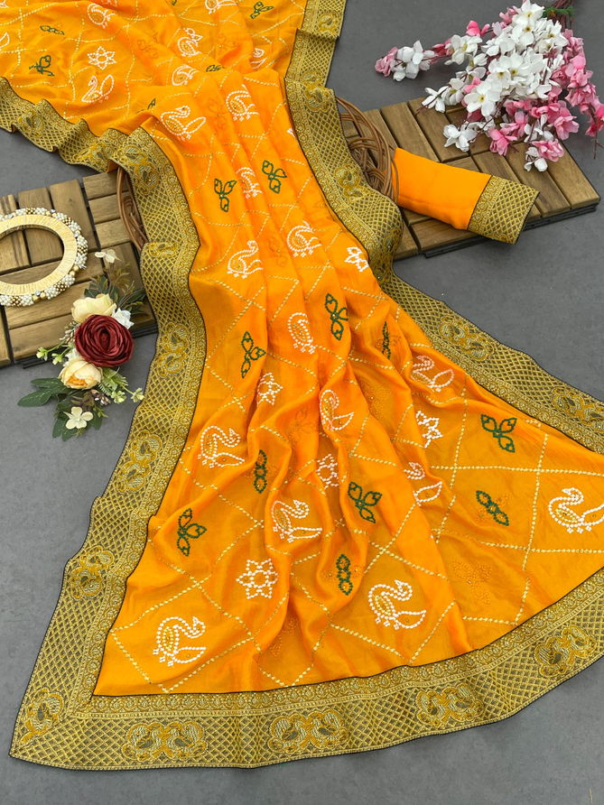 Dhruvi Designer Embroidery Vichitra Silk Sarees Wholesale Market In Surat